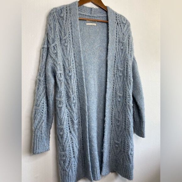 Anthropologie Nuria textured Knit Open Cardigan Dusty blue Size XS - Picture 5 of 10